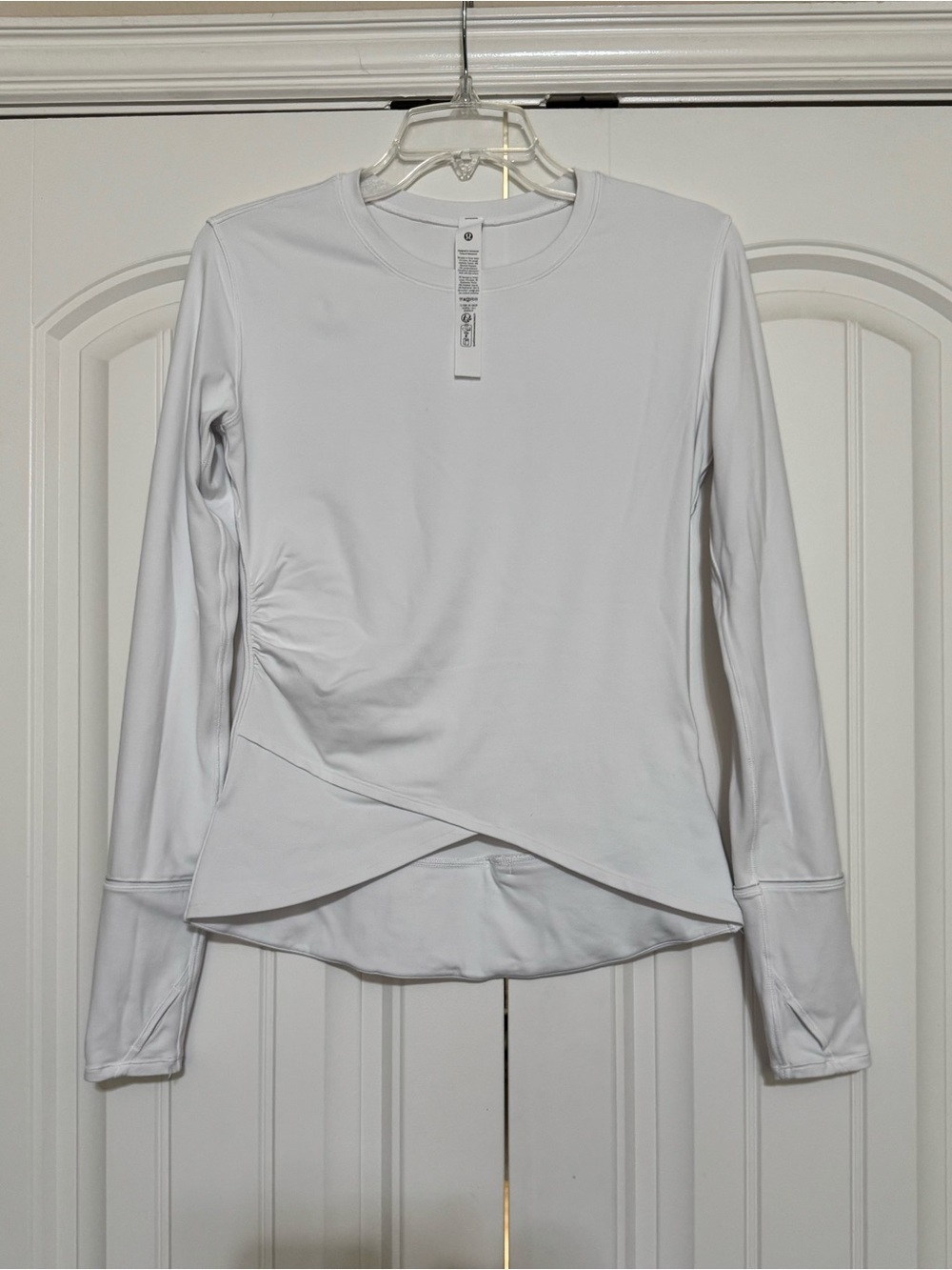 Lululemon Rulu Gathered-Waist Long-Sleeve Running Top White Size Small